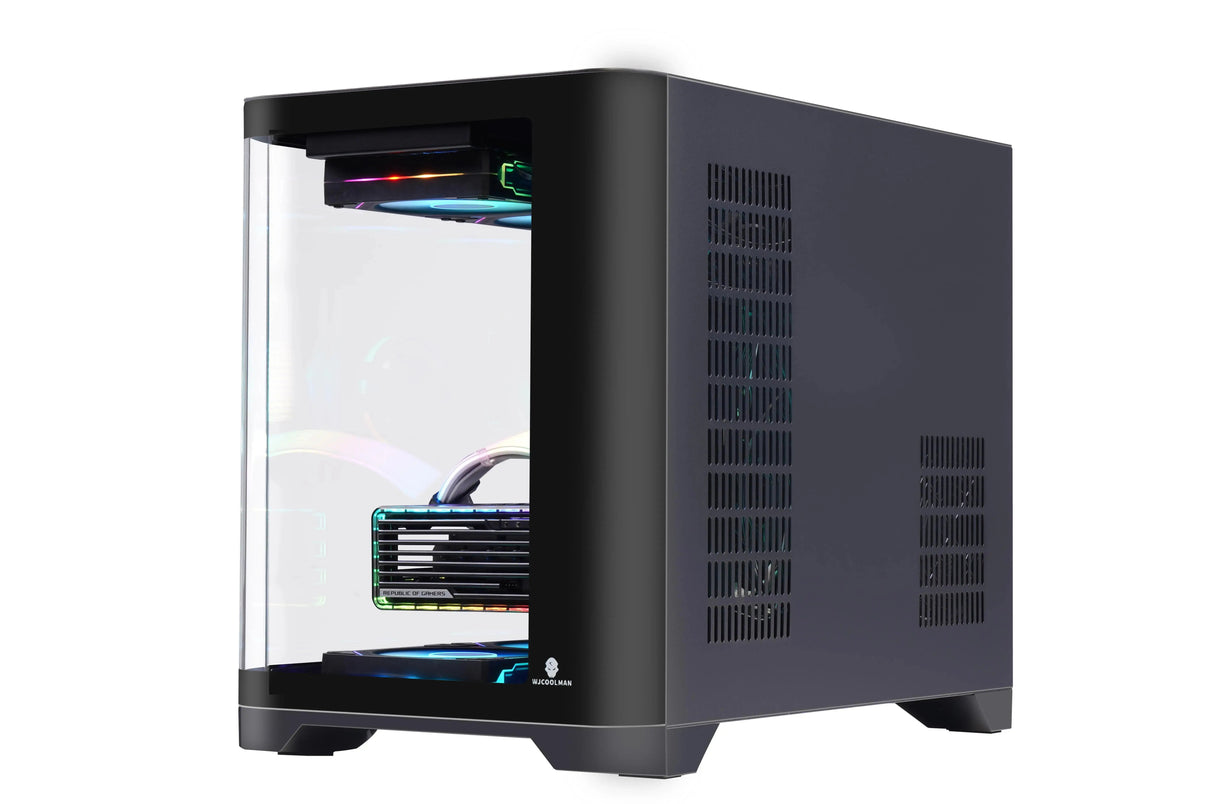 WJCOOLMAN Sky Canopy Desktop Computer Case, Tampered Curved Glass Uniway Gaming Computer