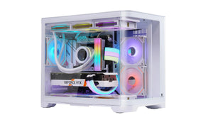 WJCOOLMAN Sky Canopy Desktop Computer Case, Tampered Curved Glass Uniway Gaming Computer