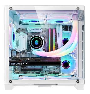 WJCOOLMAN GYZ MINI Gaming Computer case - Support M-ATX, Mini-ITX Mid Case. Tempered Glass Side & Front , MATX Mid Tower, With 5 Pre-installed ARGB Fan, PC Case