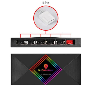 Set of 4 x WJ 120MM Cooling Fan Addressable 5V 3Pin ARGB & PWN 4 Pin with Series Connection（ Male and Female Header）Better Cable Management No more Spliter Need - Uniway Computer Alberta