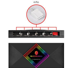 Set of 4 x WJ 120MM Cooling Fan Addressable 5V 3Pin ARGB & PWN 4 Pin with Series Connection（ Male and Female Header）Better Cable Management No more Spliter Need - Uniway Computer Alberta