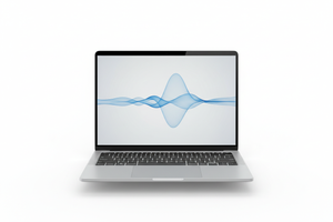 laptop that is open, white background